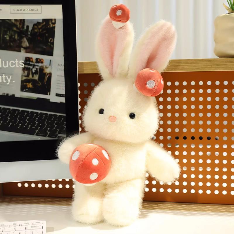 Little White Rabbit Doll Creative Mushroom Rabbit Doll Plush Toy Children's Sleeping Pillow Doll Girl Birthday Gift