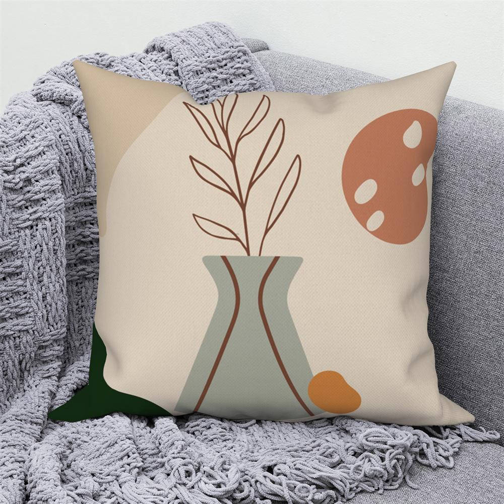 Home Sofa Office Cushion Pillowcase Wholesale  Nordic Style Abstract Plant Floral