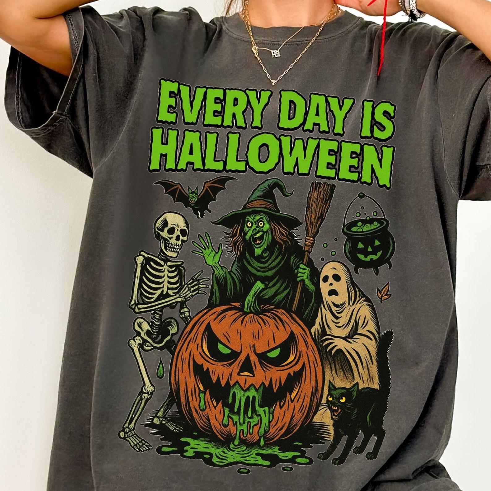 Vintage Halloween Comfort Colors® Shirt, Every Day is Halloween, Unisex Retro Halloween Horror Aesthetic, Spooky Halloween Witch Graphic Tee XL