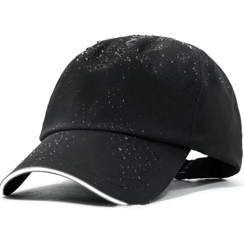 

Outdoor Waterproof Heavy Rain Baseball Cap Sun Protection Mountain Climbing Biking Curved Brim Peaked Cap Tennis Running Sports Adjustable Black One size