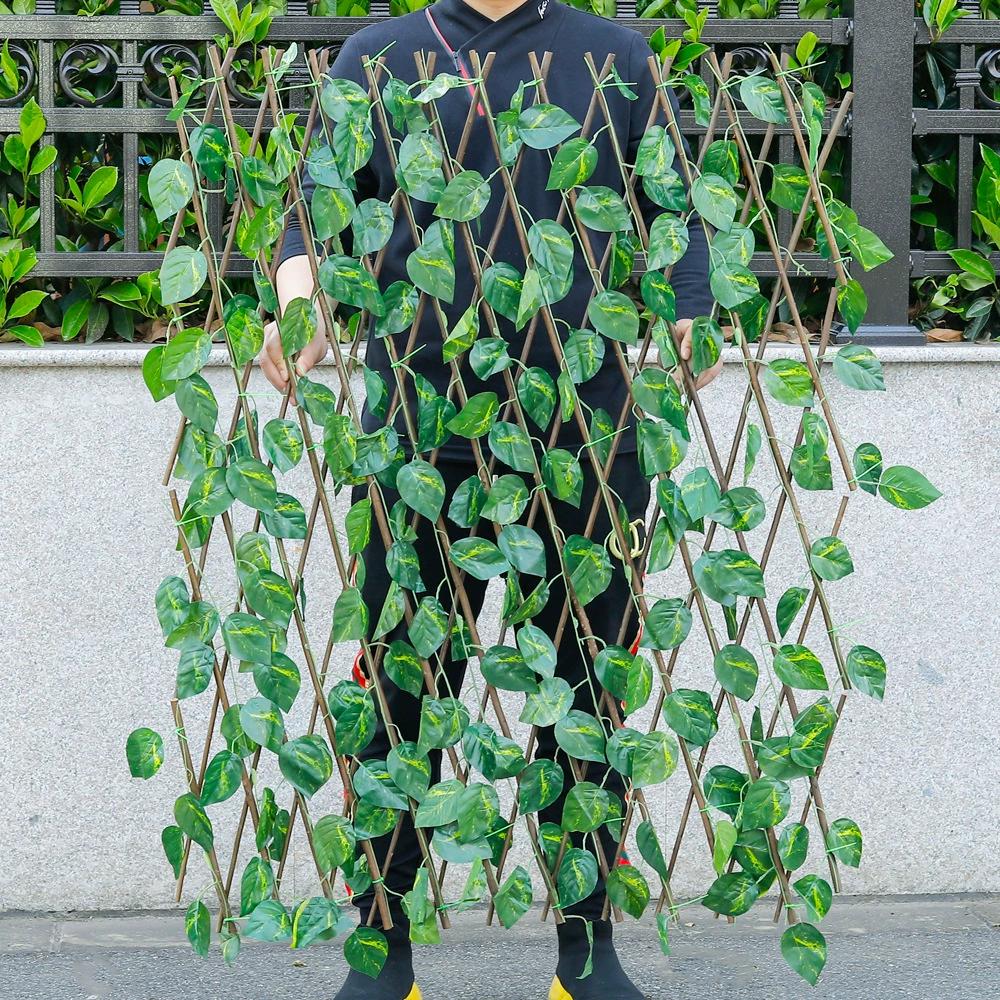 Künstlicher Garten Ausziehbarer Zaun, Erweiterbare Kunstgrünblatt-Sichtschutzpaneele, Rattan-Außenheckenranken, Klettergerüst-Dekoration