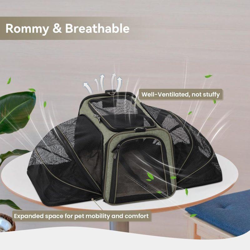 Expandable Cat Carrier Dog Carrier, Soft-Sided Portable Pet Travel Carrier, Removable Soft Plush mat and Pockets, Locking Safety Zippers