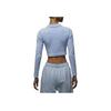 Jordan Solid Logo Cropped Corduroy Long Sleeve Top Women Tops Ice-Blue DV1401-411