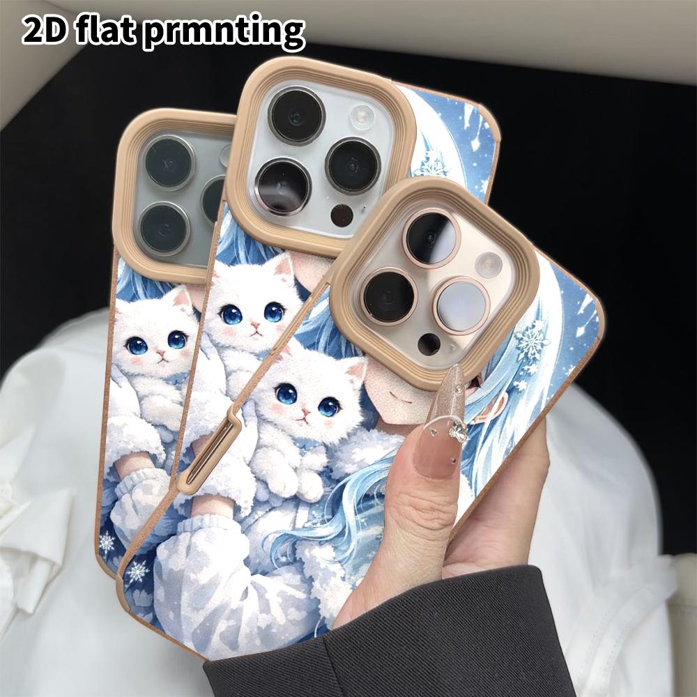 Phone Case: 2D Flat Lambskin Suitable for iPhone 18 17 16 15 14 13 Pro Protective Case, Anime Girl, Christmas and Halloween Gift