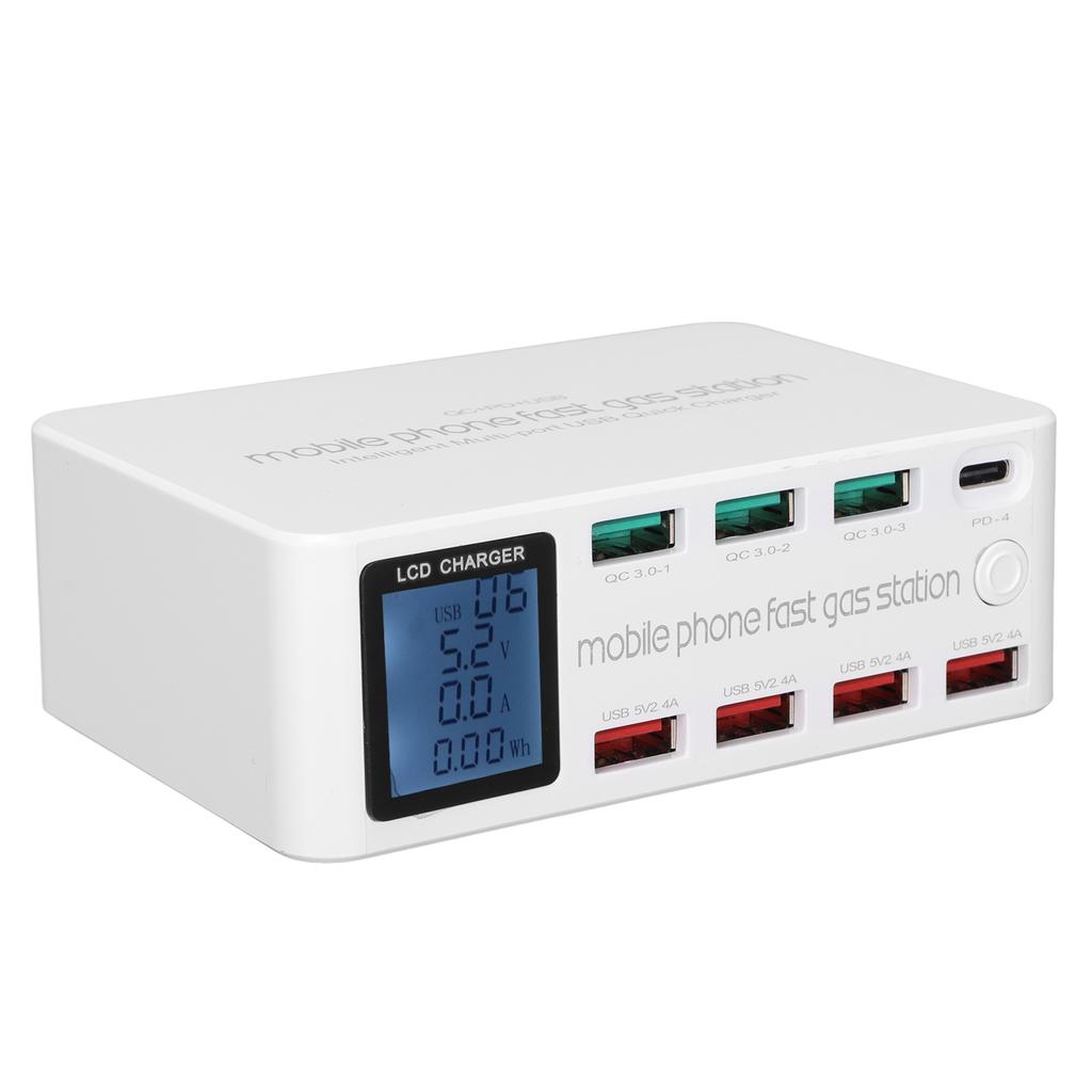 WLX‑818D 100W 8 Ports USB Charger Station for IPhone Phones Multiport LCD Display ChargerAU Plug