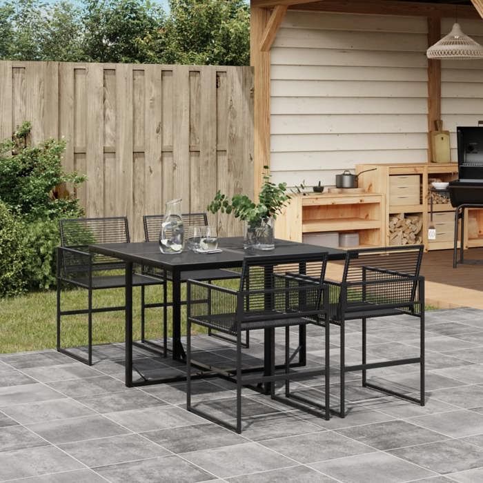 VidaXL Ensemble à manger de jardin 5 pcs Noir Résine tressée, ensemble de salle à manger d'extérieur, meuble de salle à 3295033