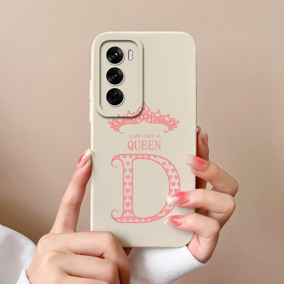 Couple Cover For Oppo Reno 12 Pro 5G Case Crown Letter High Quality Soft Liquid Silicone Protective Cover For Oppo Reno12 Fundas