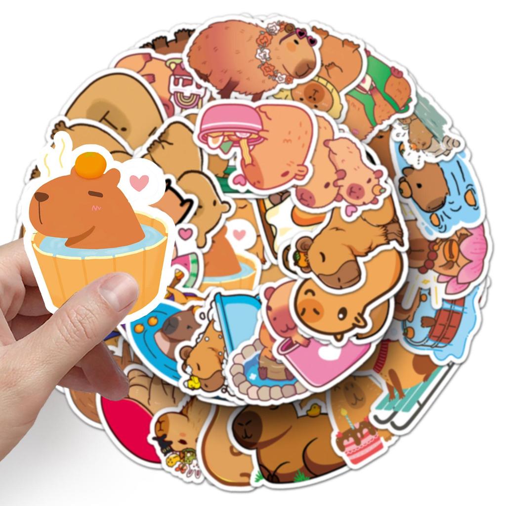 50 Autocolante Drăguțe Capibara Doodle pentru Huse de Telefon și Papetărie