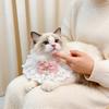 Pearl Bow Lace Pet Scarf, Checkered Adjustable Collar for Cats & Dogs, Party Photo Accessory