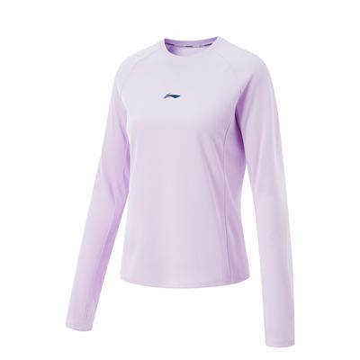 Li Ning Laufserie Markenlogo Lässig Bequem Rundhals Langarm T-Shirt Damen T-Shirt Cool-Lila ATLV034-3