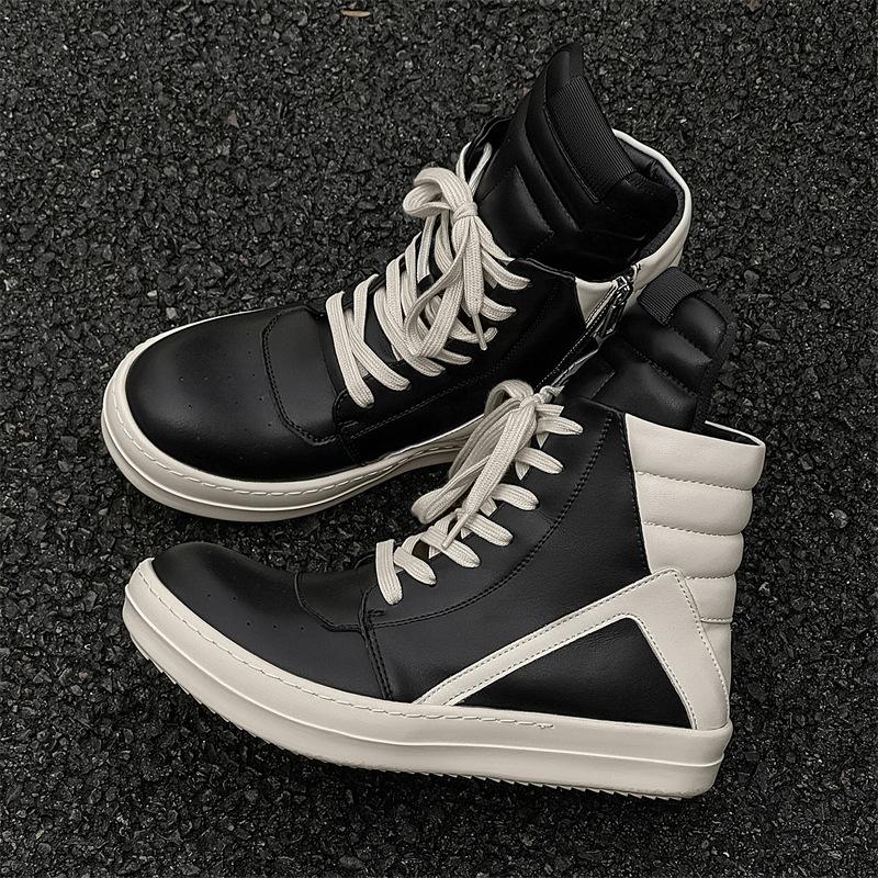 

Spring new high-top shoes tide-down triangle European and American style medium boots with thick soles increase in height Female 39