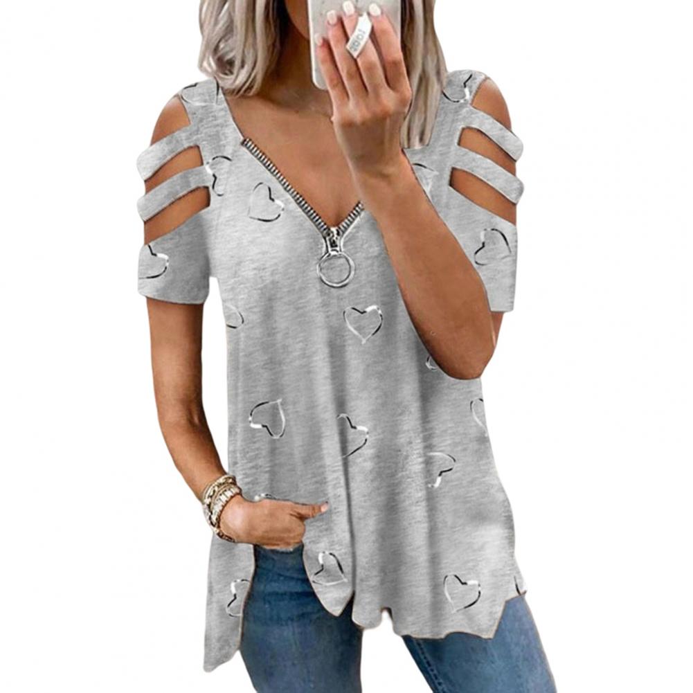 Women Blouse Sexy Breathable Lady Summer T-shirt Soft Summer Blouse Plus Size Lady Summer Top Lady Garment