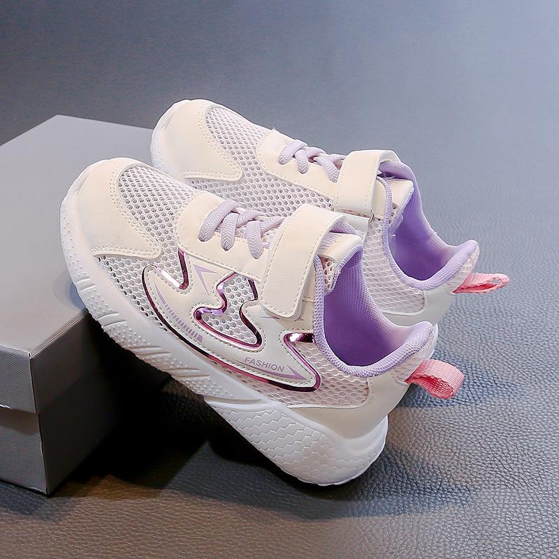 

Students Running Shoes Casual Trendy Children Sports Shoes Mesh Breathable 2025 New Kids Sneaker Soft Sole Non-slip Hollowed-out 26 фиолетовый