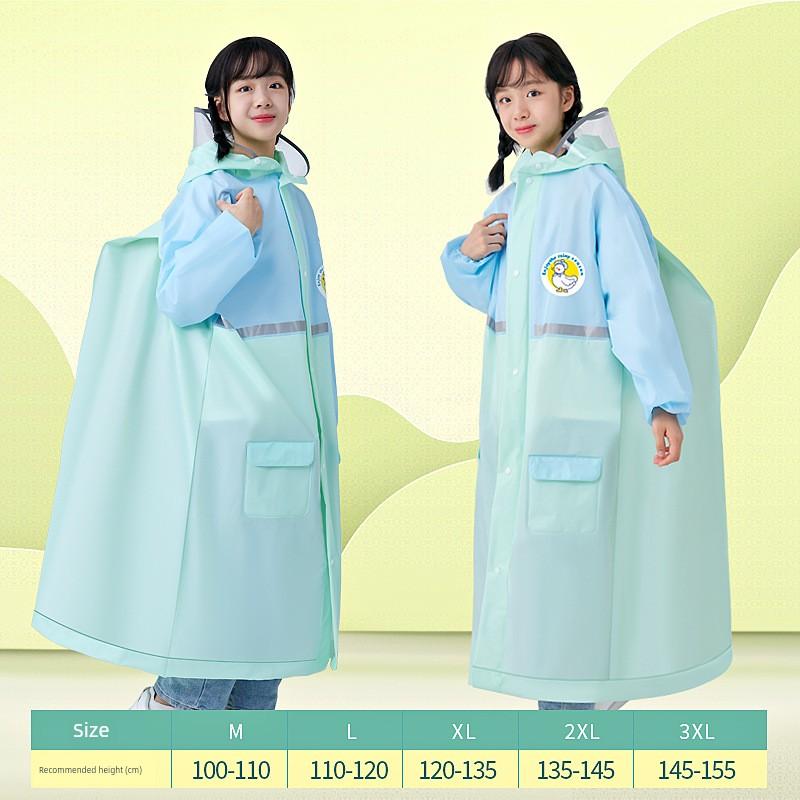 Children's Raincoat for Boys and Girls, Waterproof, for Elementary School Students, with Backpack Space, Reflective Strips