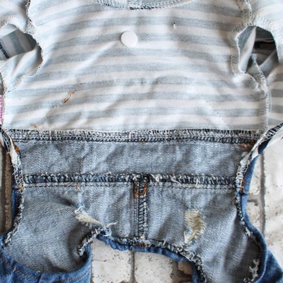 Puppy Denim Clothes Four-legged Conjoined Windproof Clothes Warm Pet Supplies for Spring Autumn
