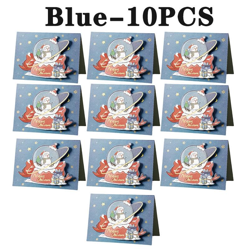 Santa Christmas Greeting Cards Folding Merry Xmas Best Wishes Card for New Year Blessing Thank You Postcard Decoration