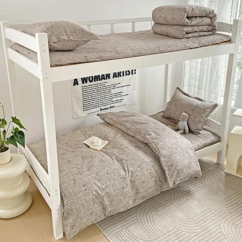 Plant Cashmere Student Dormitory Three-piece Bed Kit Single Double Household Bed Sheet Quilt Cover Popular
