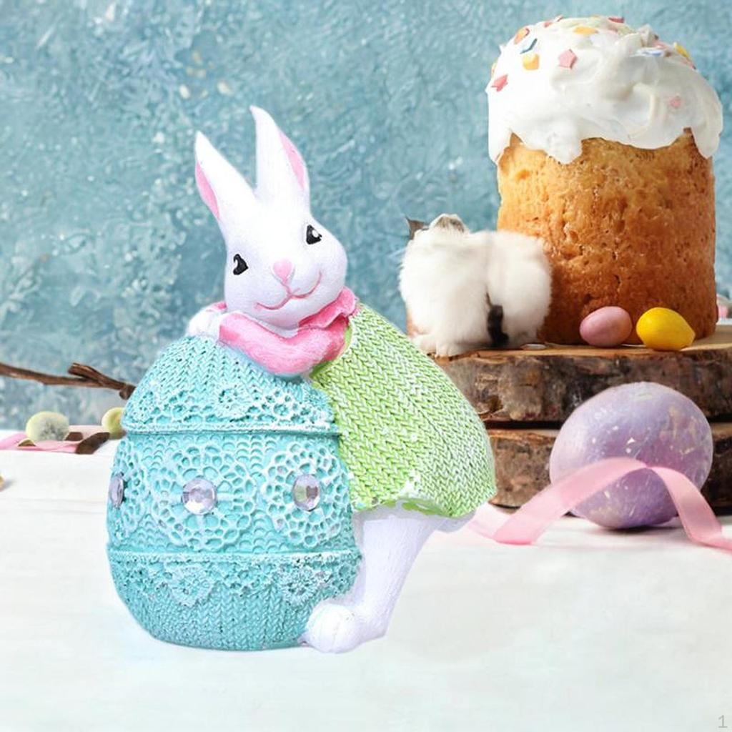 Bunny Figurine for Easter Celebration, Resin Tabletop Decoration Home And Office