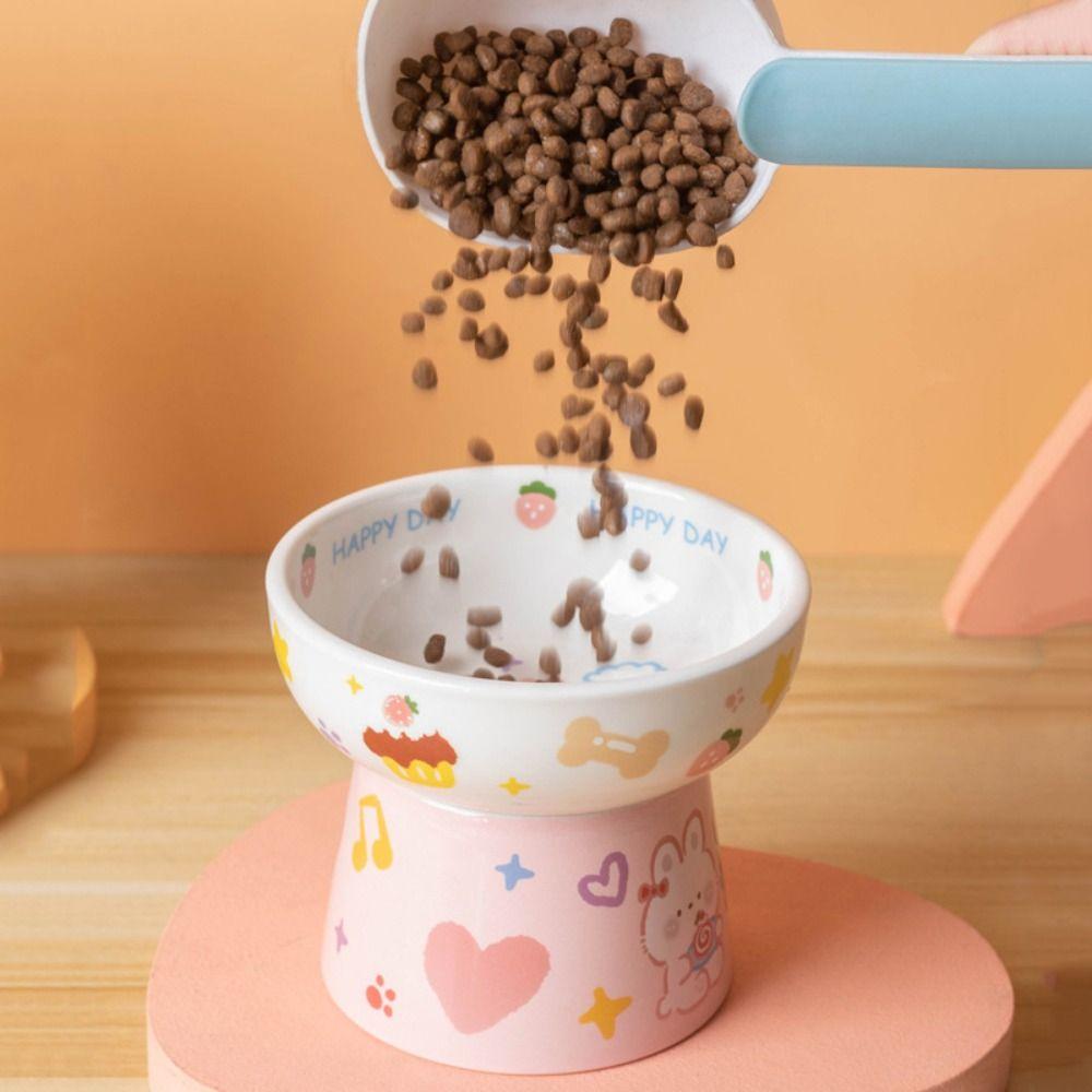 Pet Supplies Ceramic Cat Bowl Creative Multi-use Pet High Foot Bowl Anti Tipping Cute Pet Drinking Feeder Water Container
