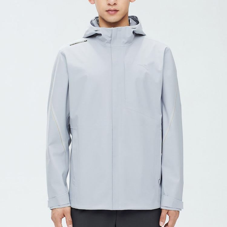 Anta Training Series Solid Color Zip-Up Hooded Jacket Men Jacket Mud-Gray 152337604-3