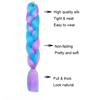 Extension de Cheveux Synthétiques à Tresser 24 Pouces Couleur Arc-en-ciel DIY Jumbo Cheveux Rose Rouge Bleu Coiffure pour Femmes
