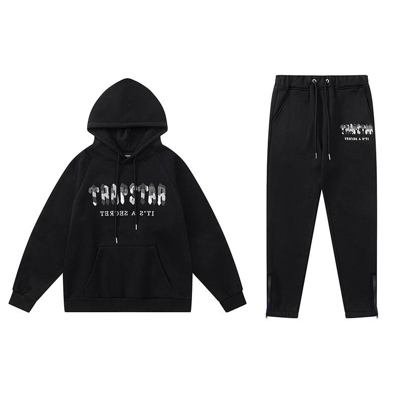 Herren Gradient Buchstaben Bestickter Hoodie Jogginganzug Set - Übergroß Fleece Warm Lässig Trainingsanzug Winter