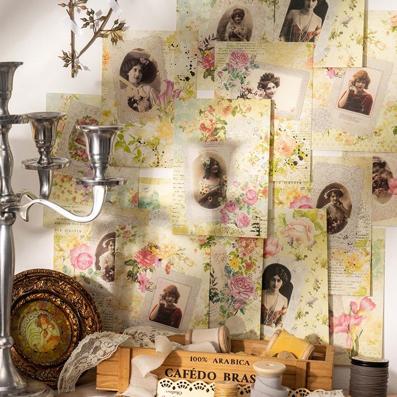 35Pcs Vintage Girl Lace Character Decor Paper Beautiful Art Journal Exclusive Material Paper