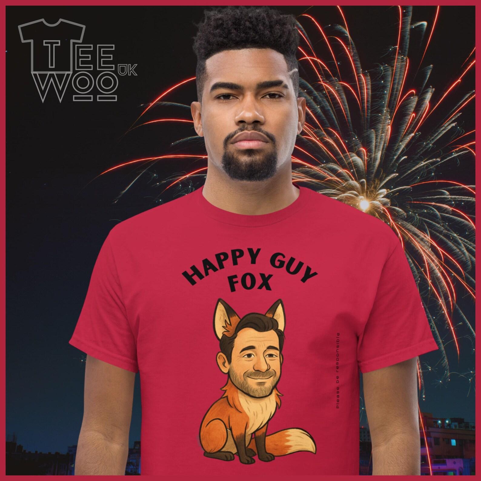 Guy Fawkes Unisex T Shirt Fox and Man 5th November Bonfire Night shirt 3XL