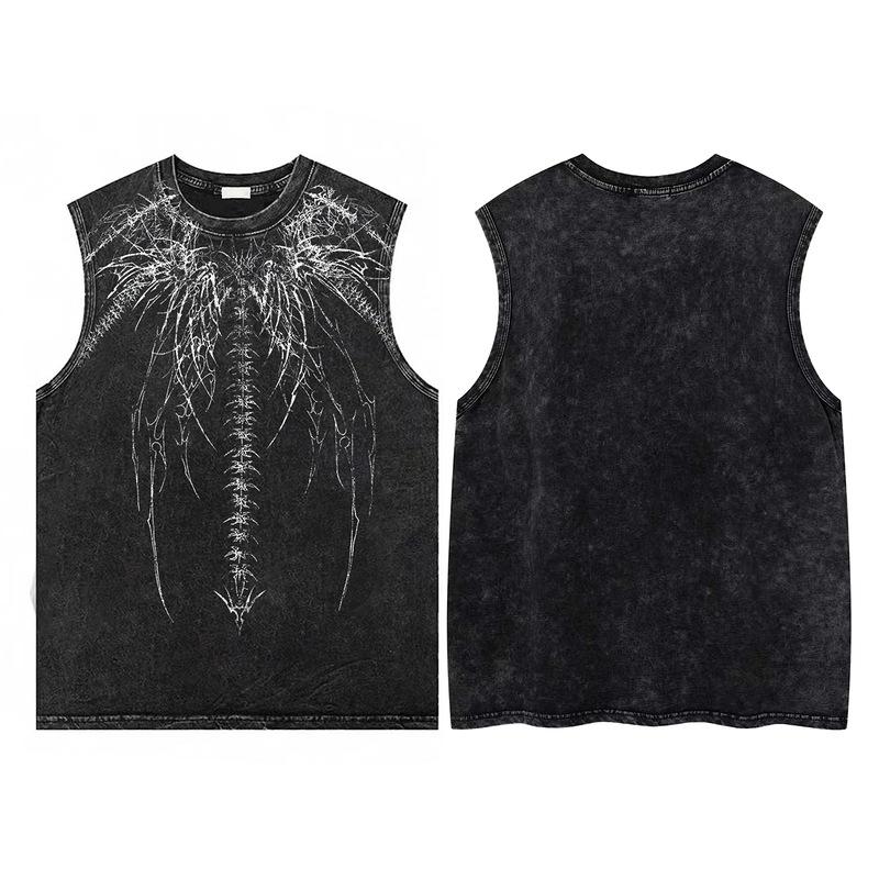Gótico High Street 2026 Caveira Hip Hop Camiseta Regata Masculina Marca Tendência Oversize Colete Tendência