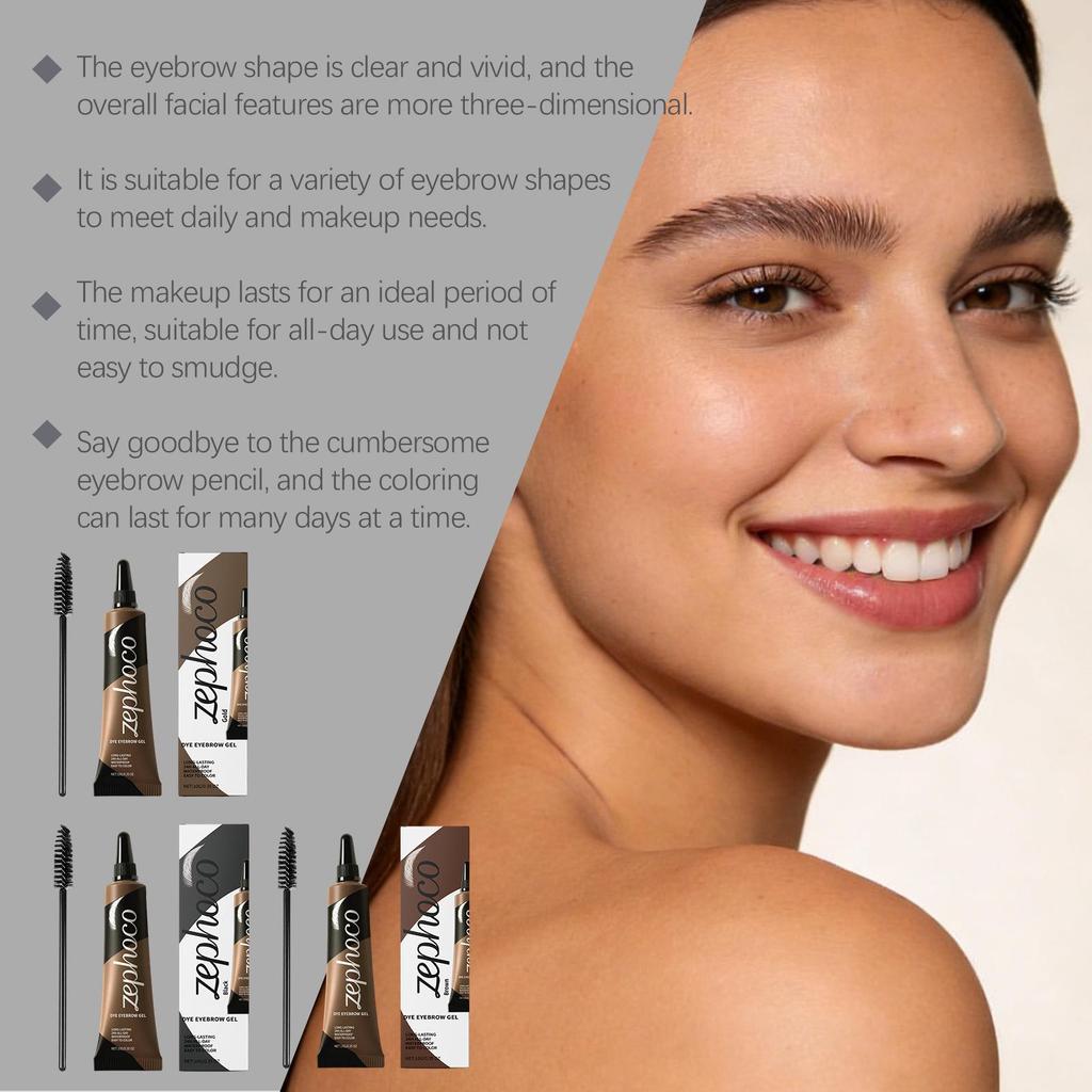 Zephoco Anti-Smudge Tinted Brow Gel: Moisturizing, Natural, Easy to Shape, Long-Lasting Eyebrow Makeup.
