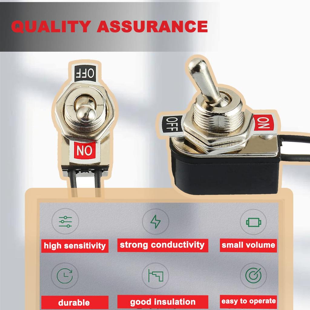 Heavy Duty Toggle Switch SPST 2 Pin ON/Off Rocker Toggle Switch 6A/125V 3A/250V for Car Truck Boat Marine Black Shell(1PCS)