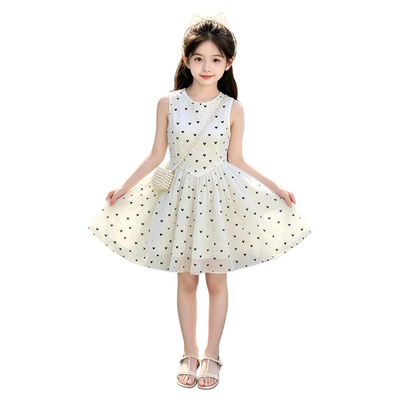 Girls' 2026 Polka Dot Sleeveless Summer Dress - Fashionable, Super Beautiful Children's Skirt