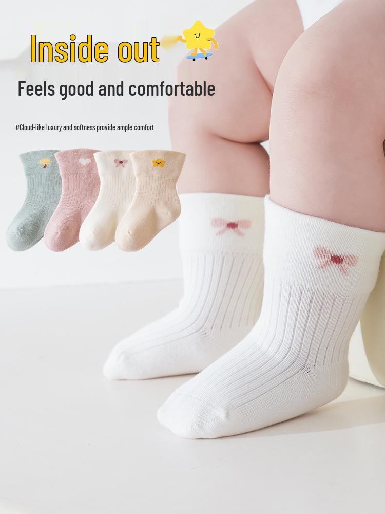 Xiyu Jia 2025 Babysocken: Niedliche Cartoons, Entkernte gekämmte Baumwolle, Klasse A, Herbst/Winter-Kollektion für Säuglinge