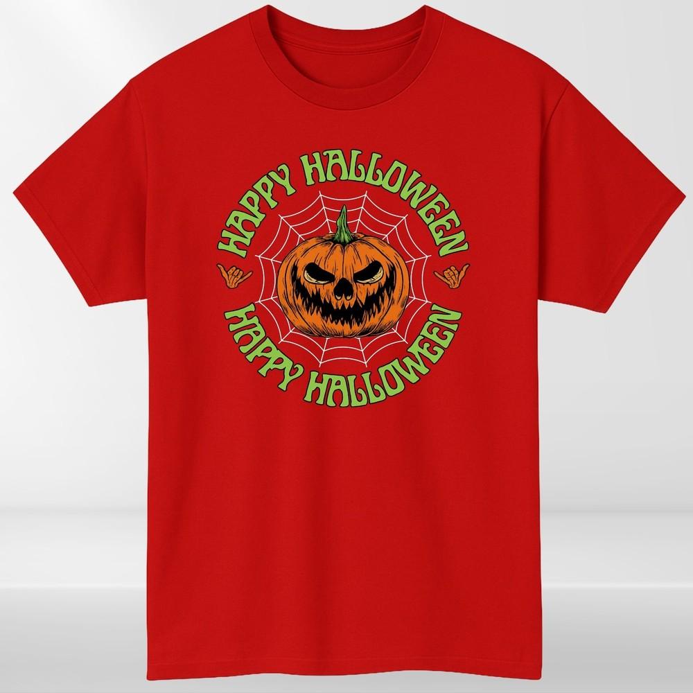 Happy Halloween Pumpkin TShirt Scary Jack OLantern Tee Spooky Spider Web G S