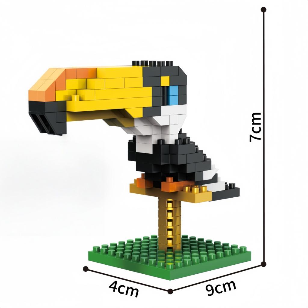 KNEW BUILT 3D Pet Micro Mini Building Block Toy-ToucanPelicanRoosterSeagullMacaw-Fun & Educational GiftKids Favorite Animal