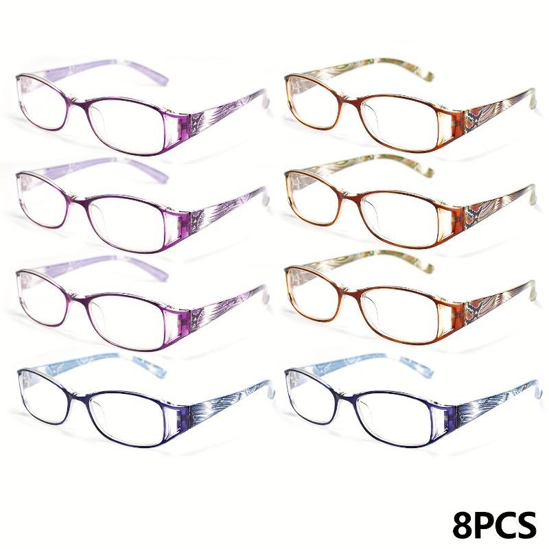 8 Pairs of Popular Rectangular Oval Reading Glasses Stylish Printed Design High-definition Translucent Women s Reading Glasses 3