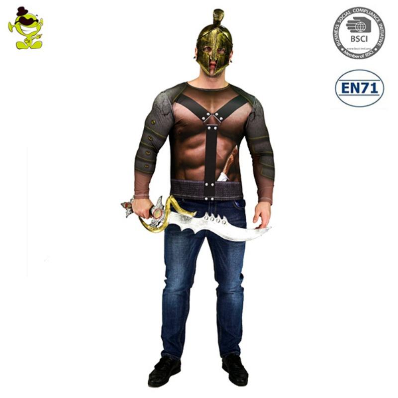 Мужской Хэллоуин Цифровой Принт Длинные Рукава, Гладиатор Мотоциклист Крутой Пират Косплей Сценическое Выступление M