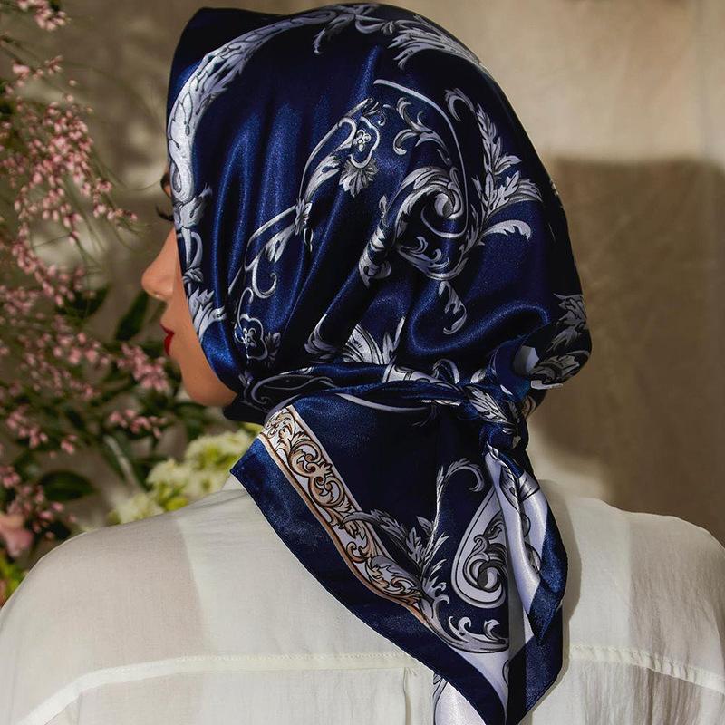Luxury Design Silk Scarf Square Women Floral Printed Shawl Wrap Spring Summer Neckerchief Hair Band Lady Decor Foulard Bandana