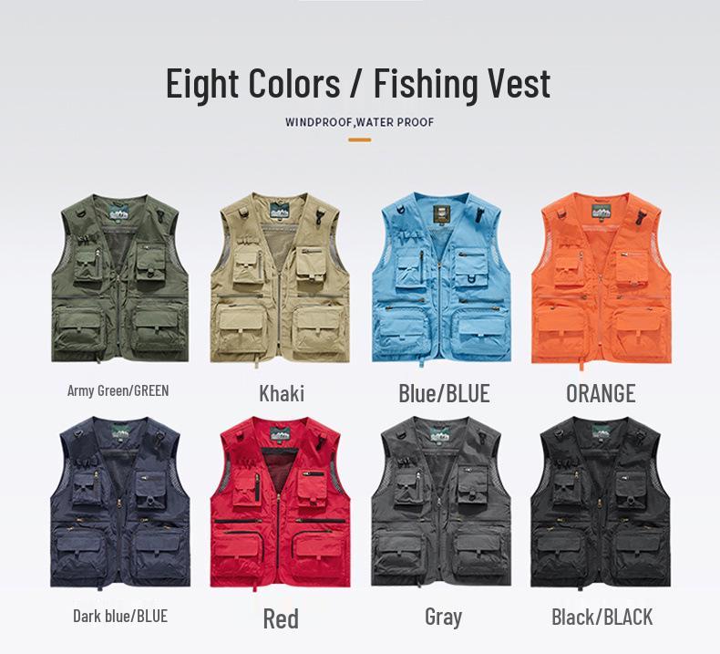 Men's Multi-pocket Mesh Vest for Spring & Autumn - Versatile for Fishing, Photography, and Outdoor Activities