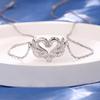 Double Swan Dancing Heart Necklace Light Luxury Diamond Versatile Animal Pendant Collarbone Neck Chain For Girlfriend Gift