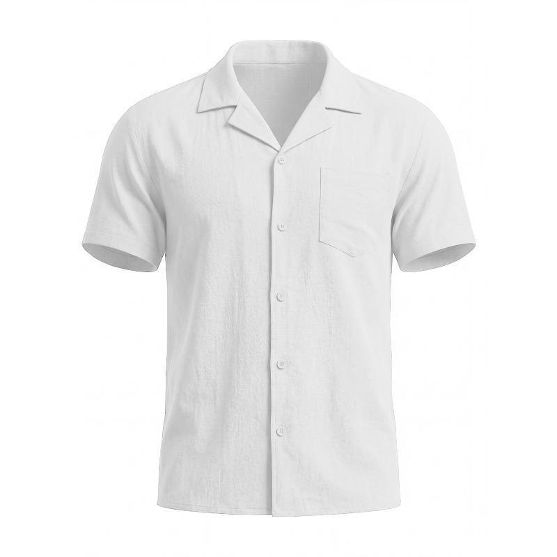 Men's Cuban Collar Short Sleeve Casual Shirt.