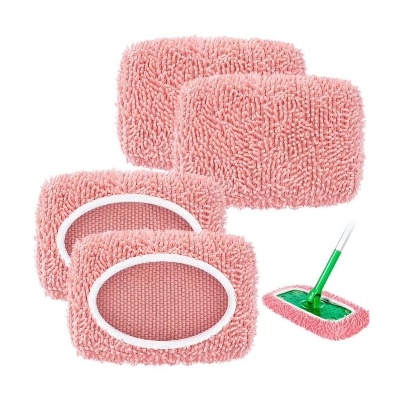 

4 Pieces Washable Cleaning Cloths Machine Washable Microfiber Cleaning Sheets Suitable For Wet Tile Wood Synthetic Surfaces 1