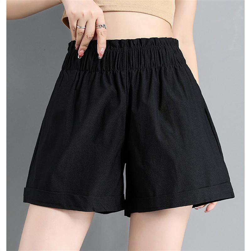 Summer Chiffon Korean High waist Ladies Shorts Women Flower Bud Vintage Harajuka Short Feminino Casual Elastic Wide Leg shorts