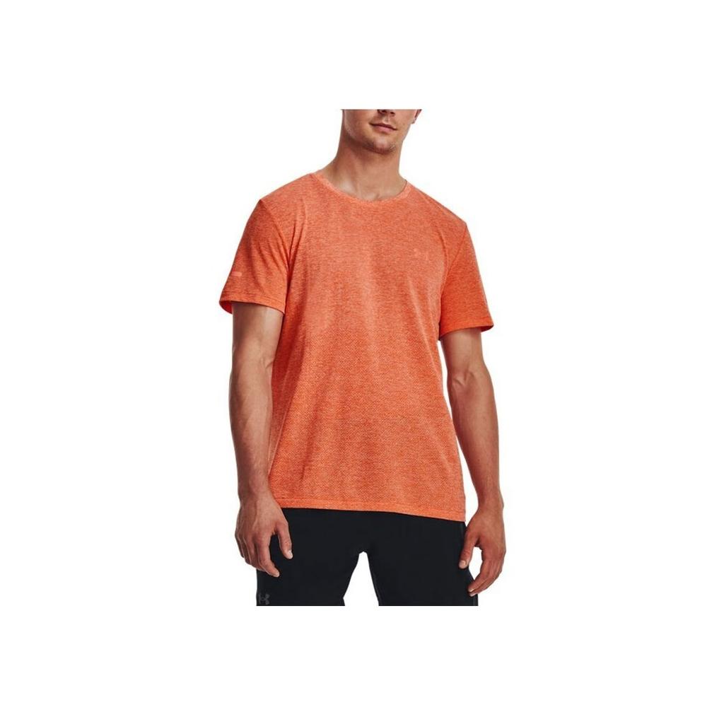 Under Armour Solid Color Running Short Sleeve T-Shirt Men Tops Orange 1375692-816