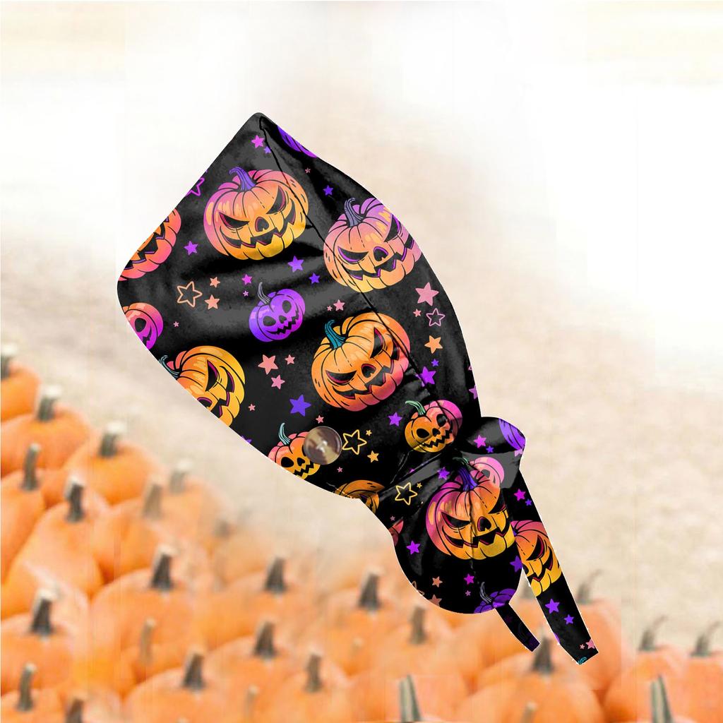 Nurse Halloween Surgical Cap Doctor Hat Baotou Caps Sweat-absorbent Towel Buckle Printing Pure Cotton Fashion Hats For Women Men