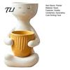 Zen Desktop Flower Pot Smiling Face Plant Pot, Double Planting Space Planter, Cute Resin Holder Sitting Figure Flowerpot for Succulents, Home