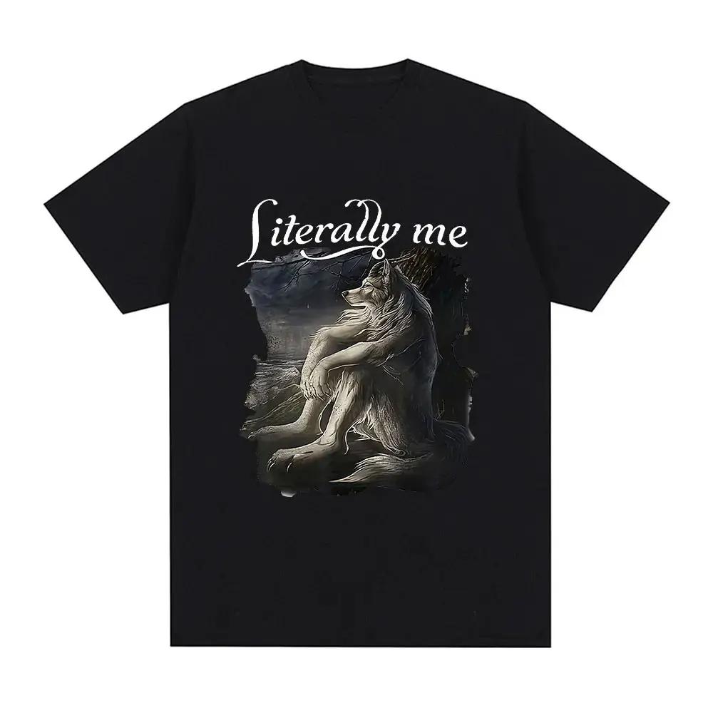 If They Talk Behind Yo Back Fart Wolf Literally Me Funny Meme Emo T-shirt Men's Harajuku Retro Oversized Cotton T Shirt 71787