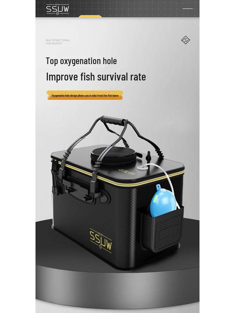 EVA Verdickter Faltbarer Fischereieimer E18 - Tragbarer Lebendfischbehälter & Mehrzweck-Angelgerät