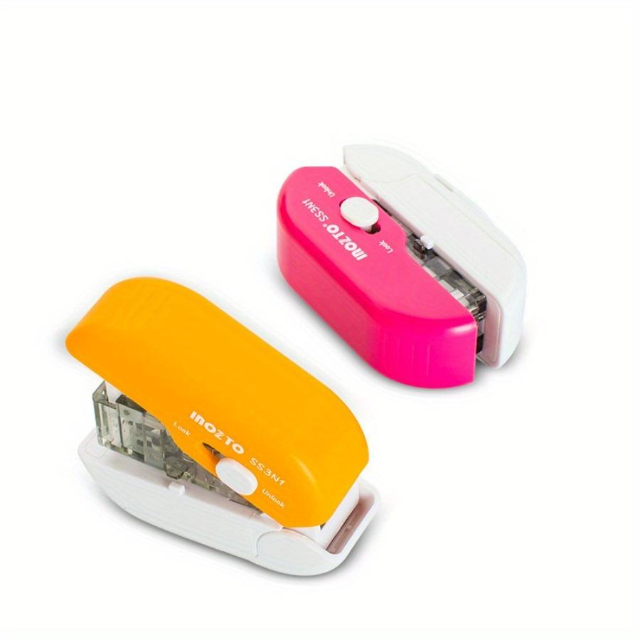 1PC 3-in-1 Creative Stapler Mini Portable Press Labor Saving Multi-function Needle-free Stapler Hole Punch Letter Opener