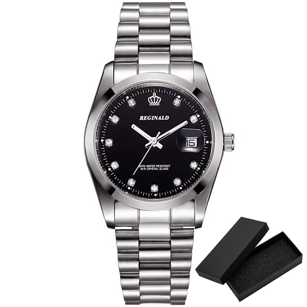 Men Watch Top Brand Luxury Reginald Mens Watches Quartz Full Gold Stainless Steel 30M Waterproof reloj de hombre